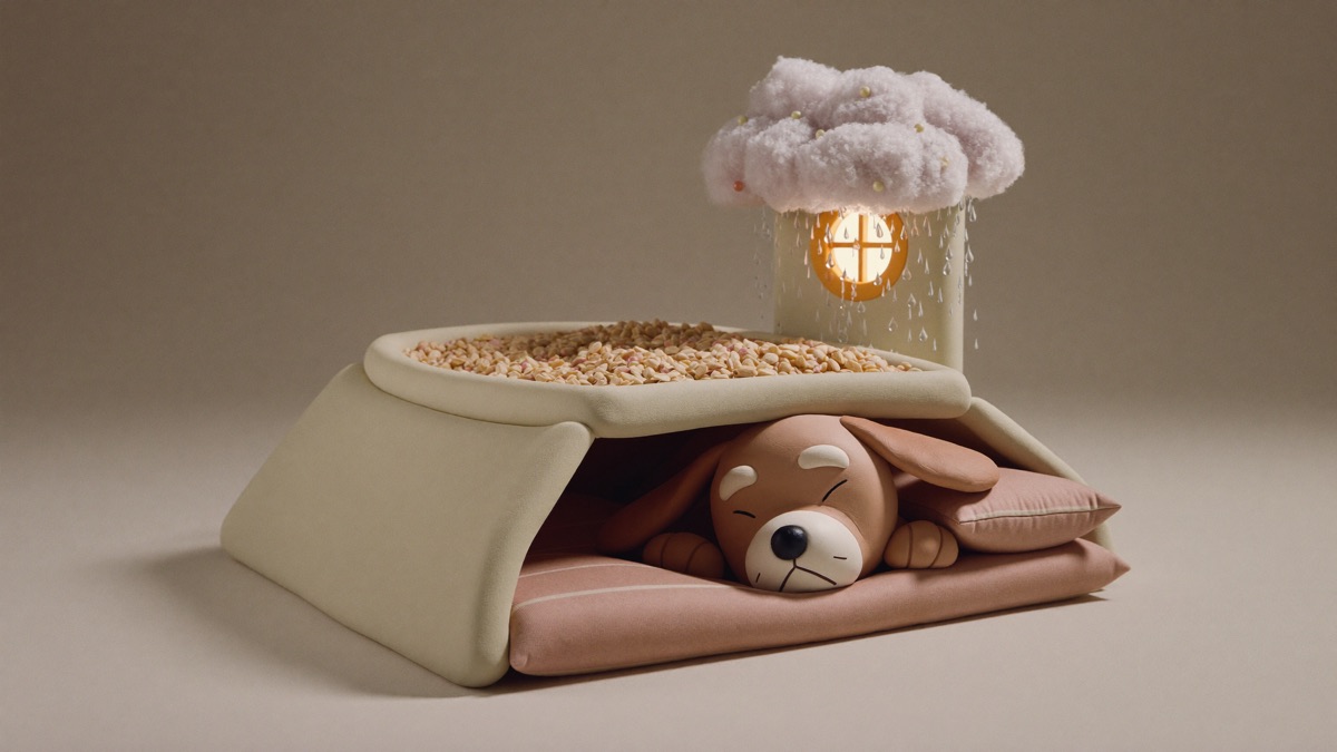A den gives a storm-phobic dog a cave where the weather can't follow