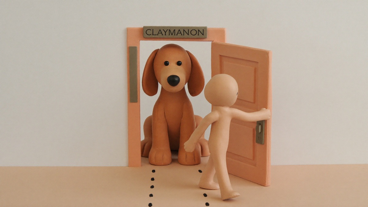 The invisible line: door open, human through first, dog waiting for the release word