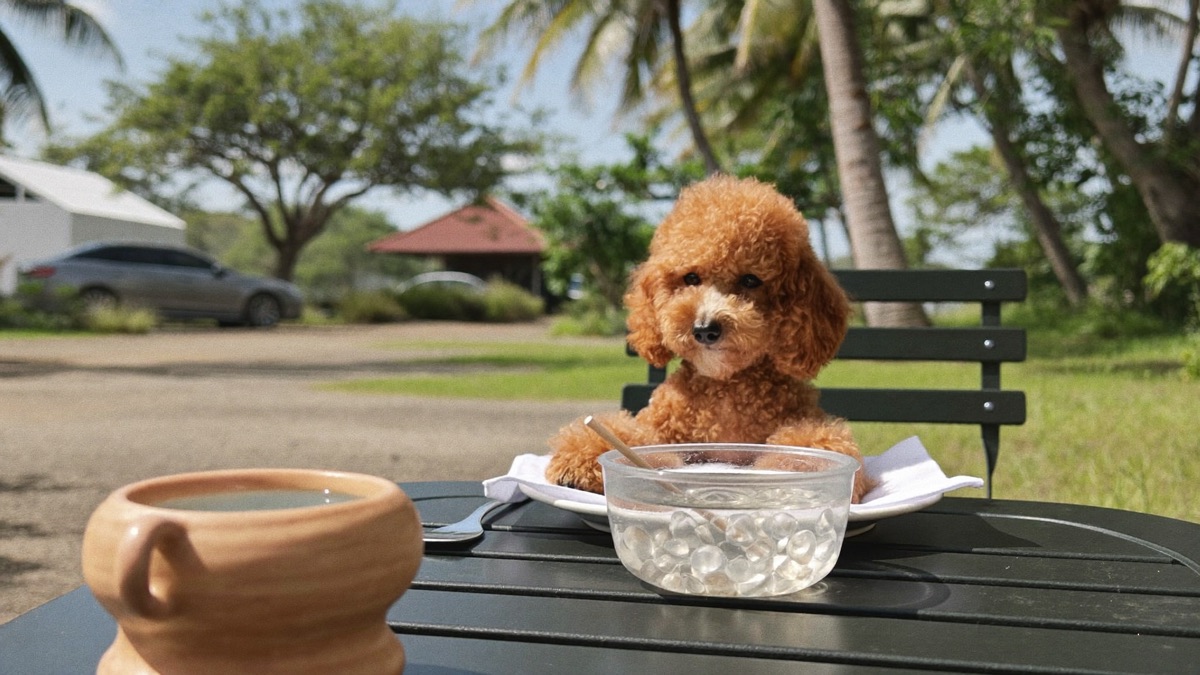 A toy poodle out and about in Singapore
